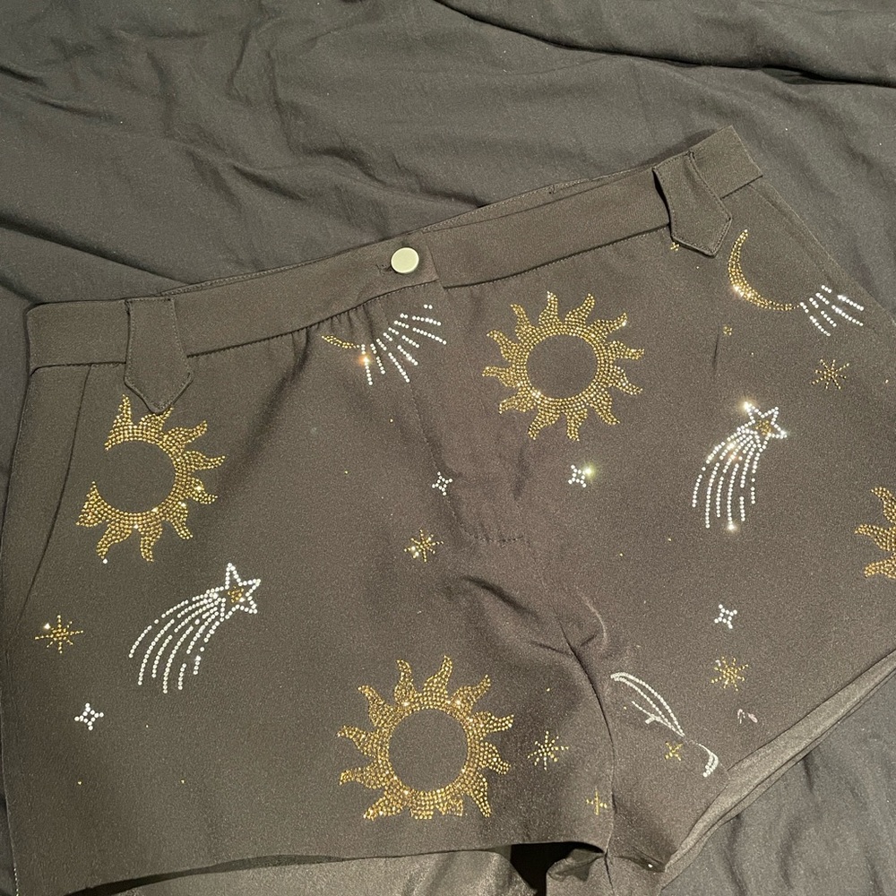 Nasty Gal High Waist Black and Gold Short Shorts